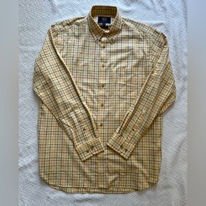 Viyella Men’s Luxury Cotton Wool Blend Plaid Button Down Shirt Yellow Large